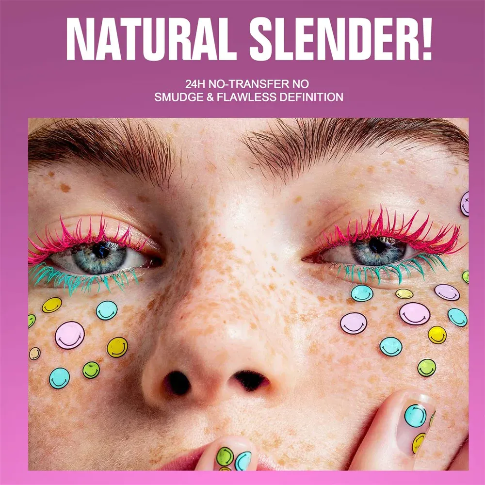 10 Warna Maskara Volumizing Kalis Air Kalis Calit Lencong Tahan Lama Nilam Biru Merah Jambu Maskara untuk Kosmetik Tampak Mata Tebal — image 6