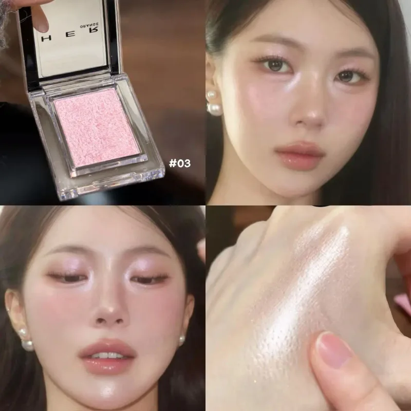 Monokrom blå metallisk øjenskygge diamant glitter grøn øjenskygge highlighter palet funklende perleskinnende lilla øjenmakeup — image 12