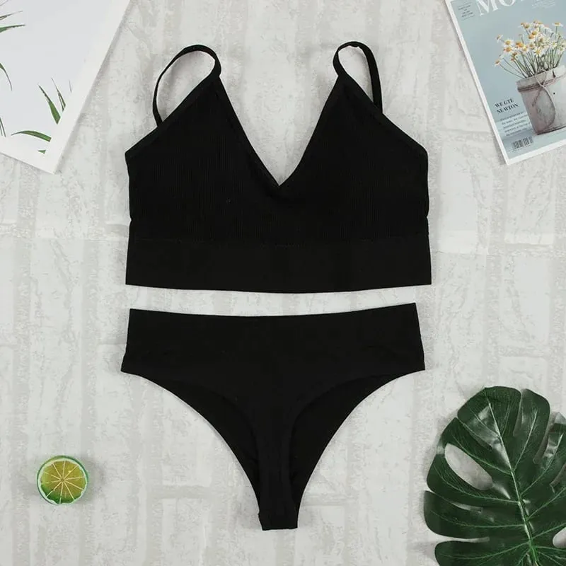 2Pcs Bra Set Underwear Set Women Panties Sexy G-String Seamless Bralette Female Lingerie Soft Tank Crop Top 2026 — image 8