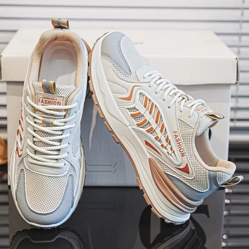 Lente Zomer Mannen Sneakers Ademend Mesh Casual Schoenen Platform Chunky Papa Schoeisel Lace Up Wandelschoenen