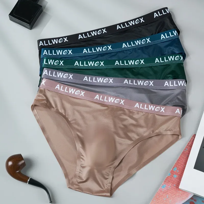 Nahtlose Slips aus Eisseide für Männer, sexy, glatte Unterwäsche, 3D-Beutel-Unterhose, bequeme Dessous-Höschen, männliche Low-Rise-Slips — image 2