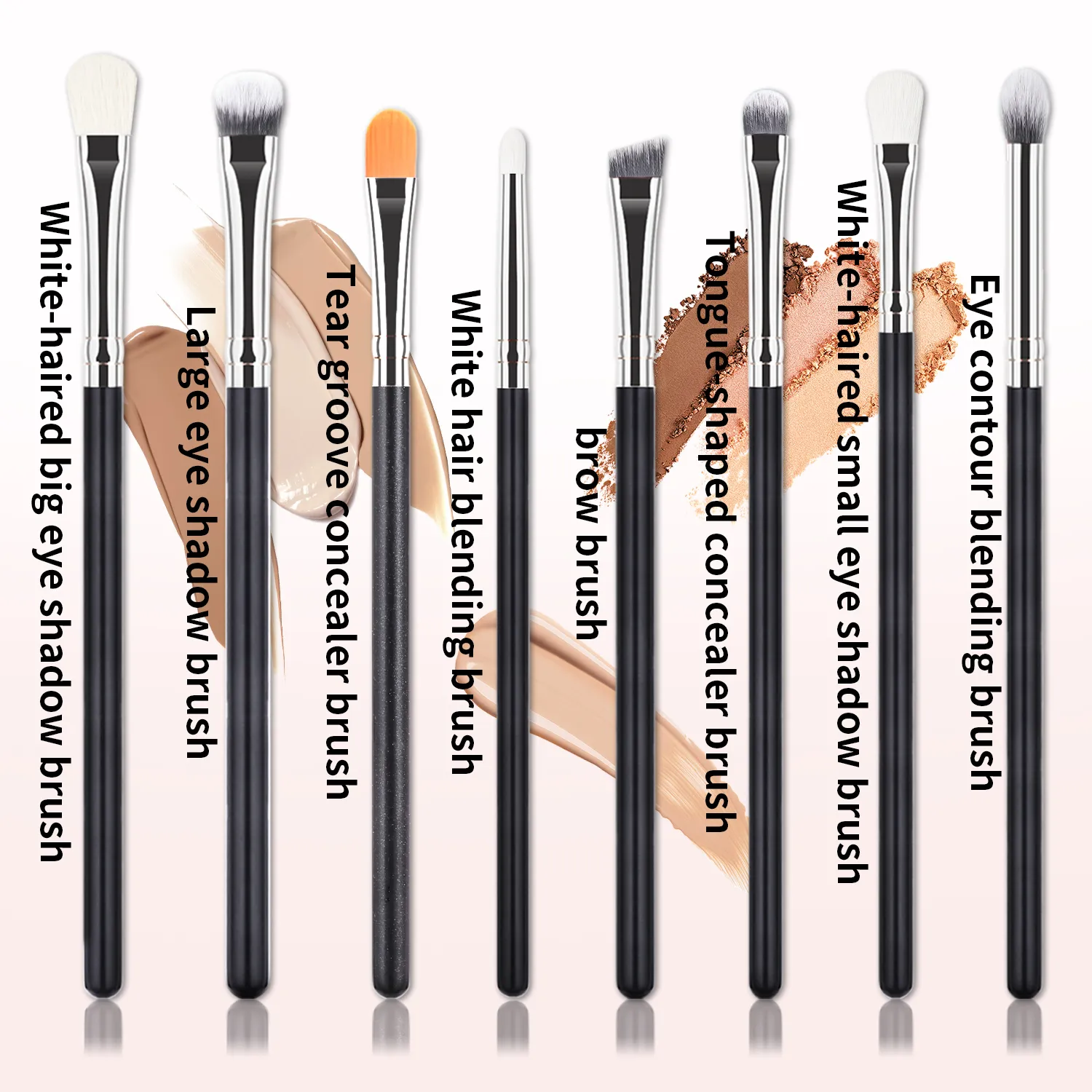 8 Buah Set Kuas Rias Eyeshadow Kuas Detail Concealer Pencampur untuk Riasan Mata Harian untuk Pemula — image 6