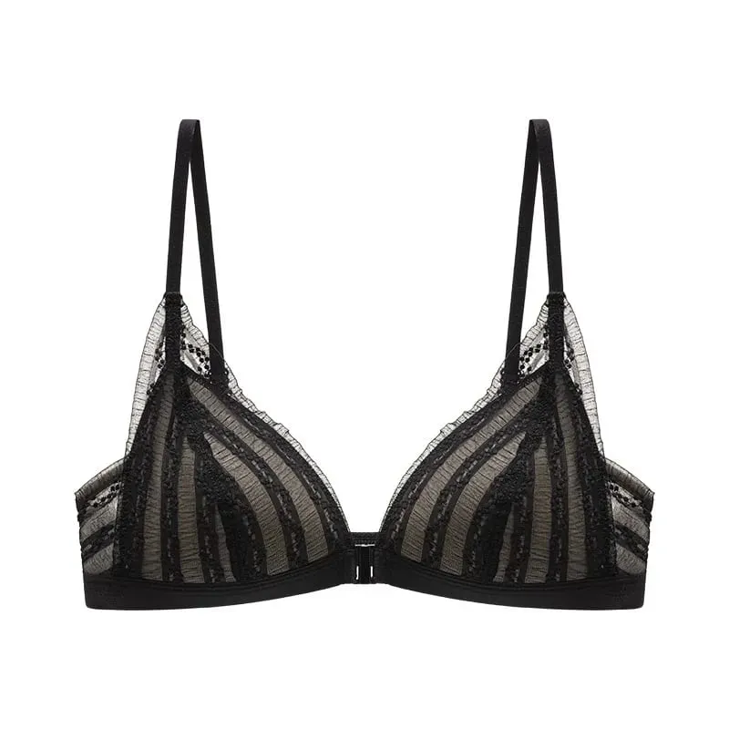 Push Up BH för små bröst - Fram Stäng Spets Bralette Trådlös Demi Triangel Cup Sexiga underkläder Tunna Demi Cup Small Chest — image 8
