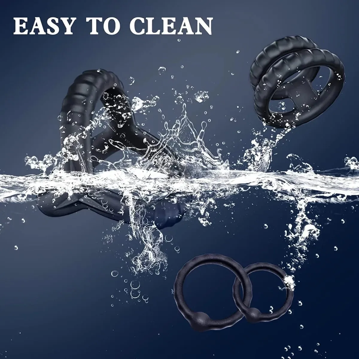 Gà Trống Nhẫn Silicone Bóng Miếng Dán Trì Hoãn Xuất Tinh TPE Dương Vật Nhẫn Cho Nam Đồ Chơi Tình Dục Có Thể Điều Chỉnh Tinh Dịch Vòng Khóa SM Dương Vật tay Áo — image 6