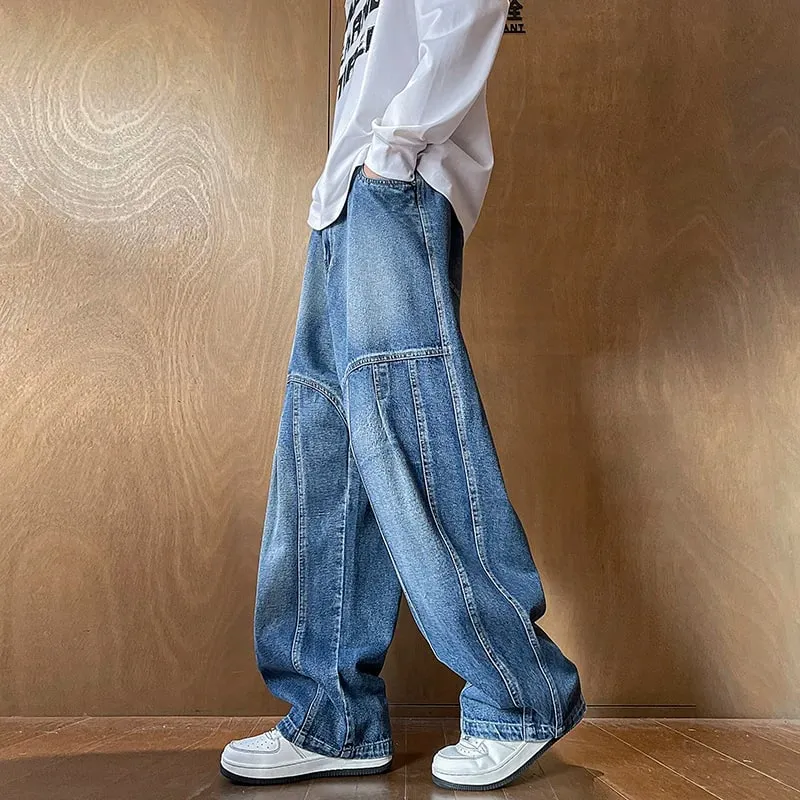 Herren Jeans Mann Hosen Frühling American Retro Patchwork Bequeme Große Größe Lose Denim Hosen Plus Size Böden Stilvoll Lässig — image 3