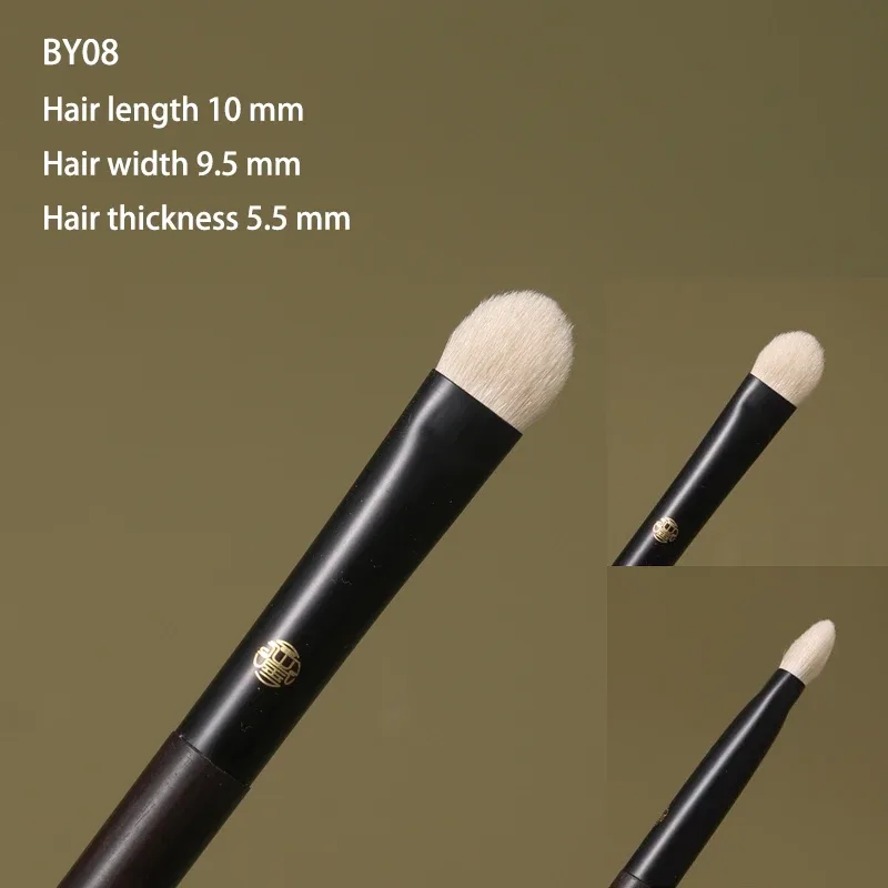 Limitato||Pennelli per trucco professionali fatti a mano 1PC Pennello per sfumare ombretti per capelli bianchi Lynx Pennello per trucco con manico in ebano — image 14