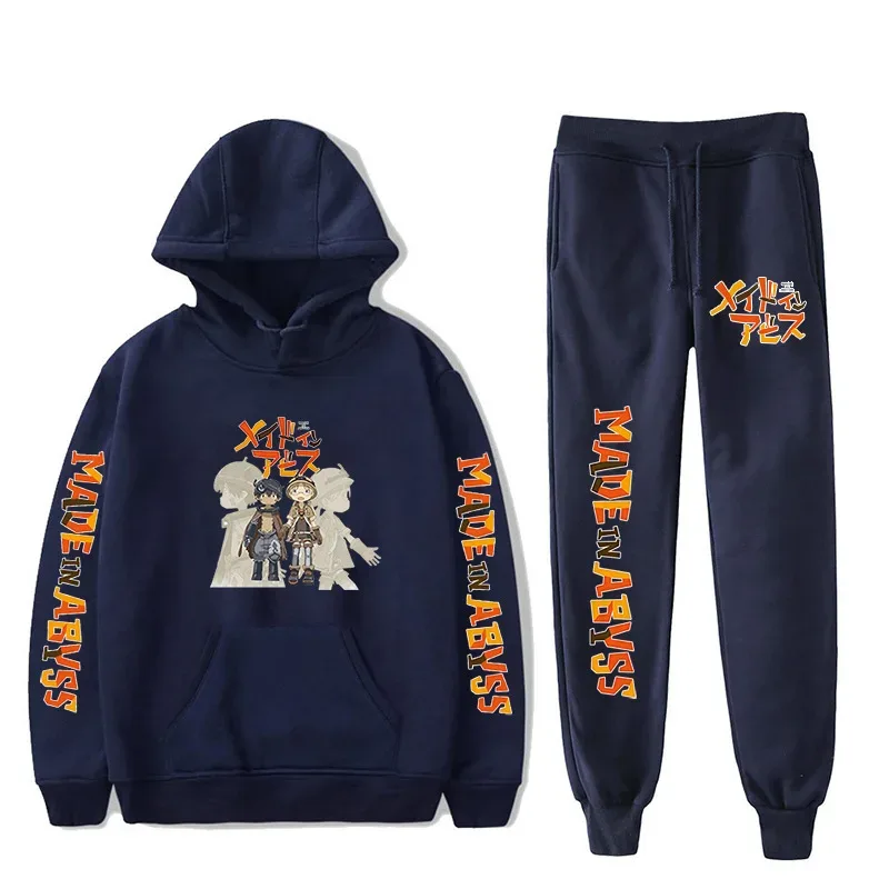 Harajuku Comfortable Made in abyss Print Sweatshirt Sweatpants Suit Men/Women Hoodies+ Trousers Suit Cute 2 Piece Set Clothes — image 49