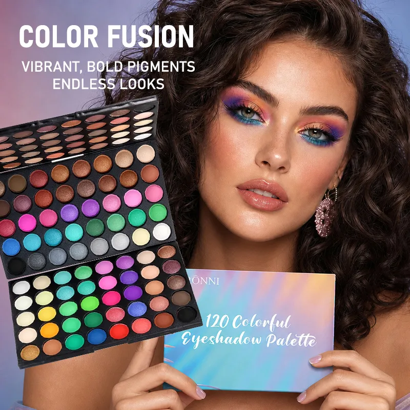Palette di ombretti a 3 strati da 120 colori Kit di trucco opaco e brillante tutto in uno Regalo cosmetico altamente pigmentato a lunga durata — image 7