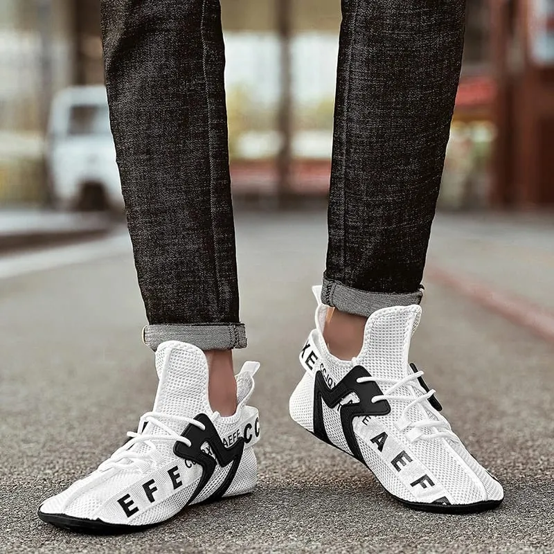 Weiße Turnschuhe Herren High Top Bequeme atmungsaktive Mesh-Freizeitschuhe Sockenschuhe Große Größe 47 Outdoor-Wanderschuhe für Herren — image 6