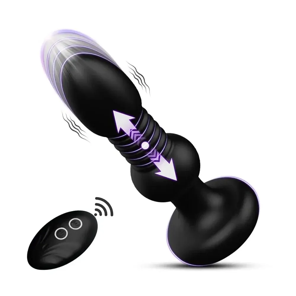 Telescopic Vibrating Butt Plug Anal Vibrator รีโมทคอนโทรลไร้สายเพศของเล่นสำหรับผู้หญิงตูด Anal Dildo นวดต่อมลูกหมากผู้ชายและผู้หญิง — image 1