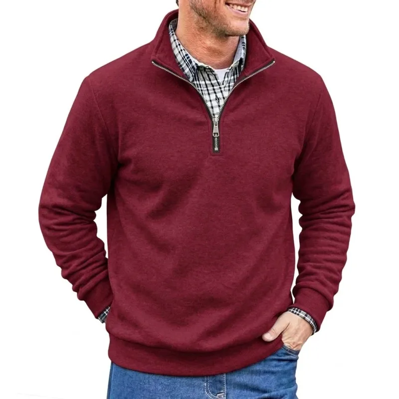 Männer Frühling und Herbst Half Zip Pullover Sweatshirts Einfarbig Outdoor Casual Tops Langarm Hoodie für Sport und Alltag — image 5