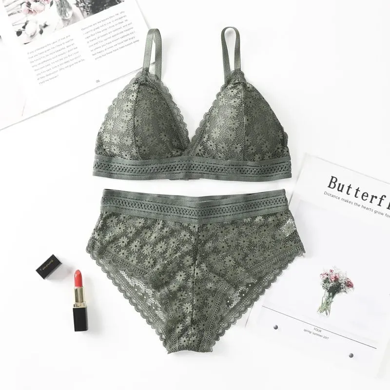 Set reggiseno da donna con retro in pizzo senza bordi in acciaio Coppa triangolare francese Confortevole copertura del torace Biancheria intima estensibile per la pelle — image 8