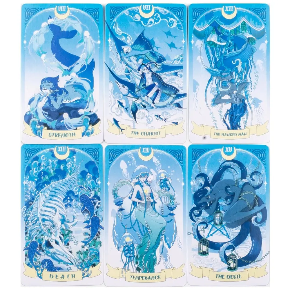 Meer im Mondlicht, Neumond-Tarotkarten, englische Version, 78 Stück, Ozean-Thema, emotionale Heilung, Wahrsagerei, Brettspiel, Tarotkarten — image 5
