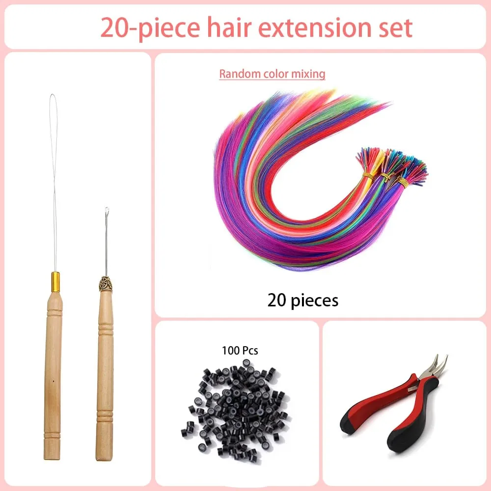 20 Strands/Pack Random Ten Colors Synthetic Colored I-Tip Stick Hair Extensions Straight Hair 16 Inch For Women High Temperature — image 3
