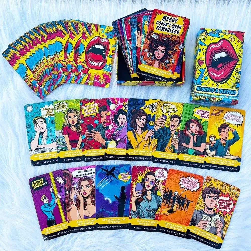54 การ์ดดาดฟ้าขนาด 13x8 ซม.BLOCKED & BLESSED,SASSY ORACLE DECK สำหรับ Modern Healing การ์ดชุดการ์ดเกม — image 2