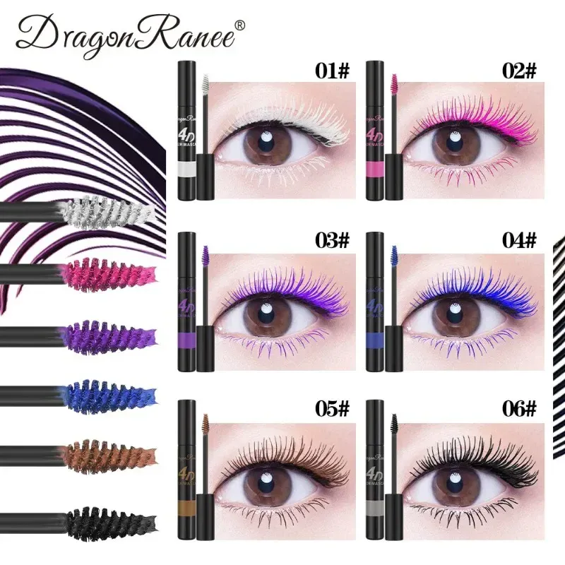 Gekleurde Mascara Make-up 4D Zijdeachtige Natuurlijke Lange Wimpers Mascara Waterproof Langdurige Uitbreiding Dikke Blijvende Curling Mascara — image 5