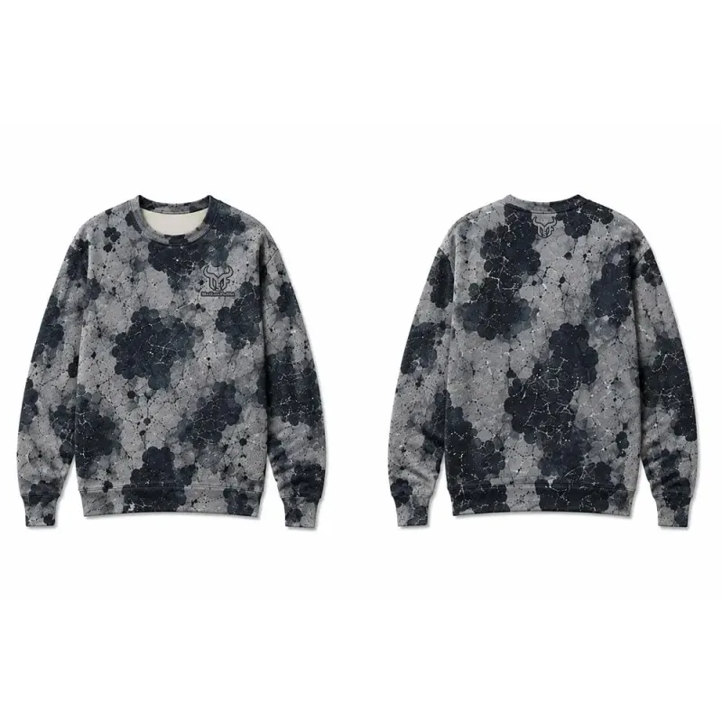 Western-inspired Fossil-print Cow Pattern Sweatshirt Men Vintage All Over Print Pullover Streetwear Unisex Casual Long-sleeved