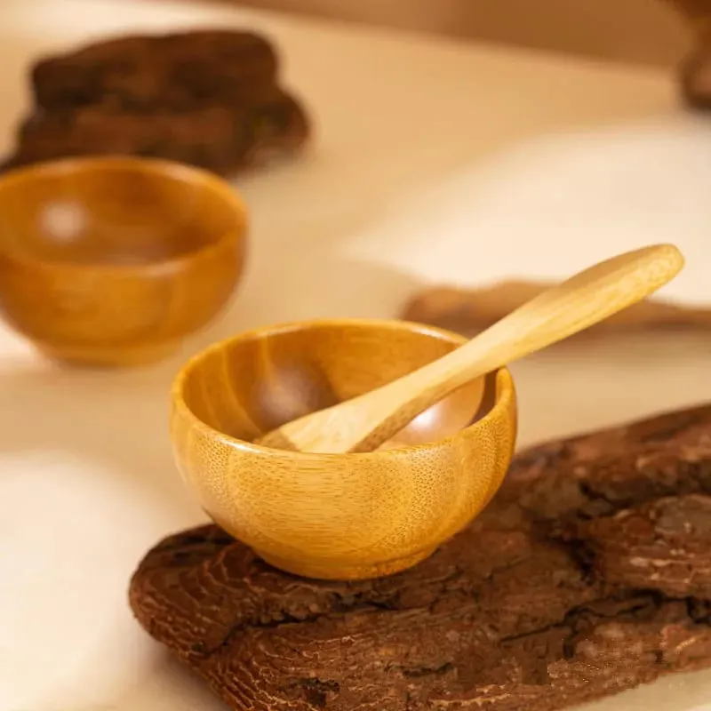 5/10/30/50 pezzi di bambù fai da te maschera per il viso ciotola per miscelazione con cucchiaio ciotola per aromaterapia set olio da massaggio cura del viso kit di strumenti per il trucco — image 3