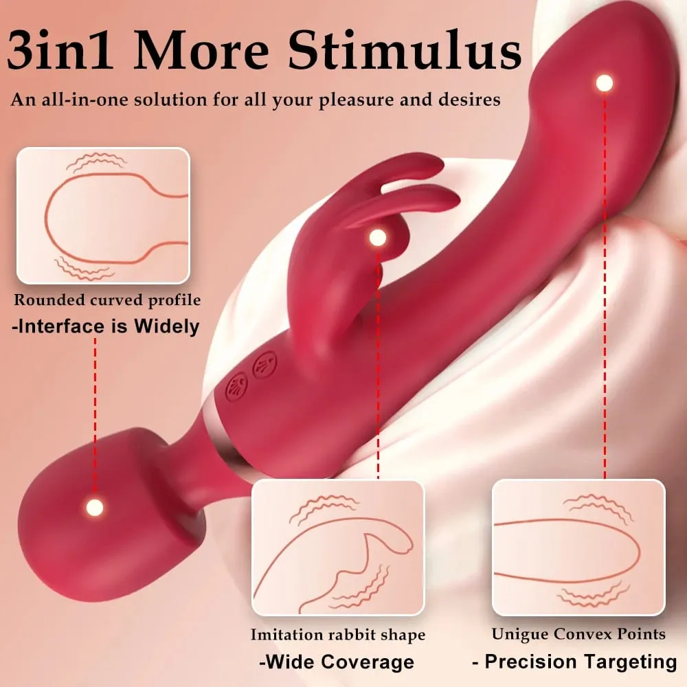 3 IN 1 เครื่องสั่นกระต่าย AV Sex Machine 10 โหมดสั่น Magic Wand Clit Stimulator G Spot ช่องคลอดนวดเพศของเล่นสำหรับคู่ — image 3