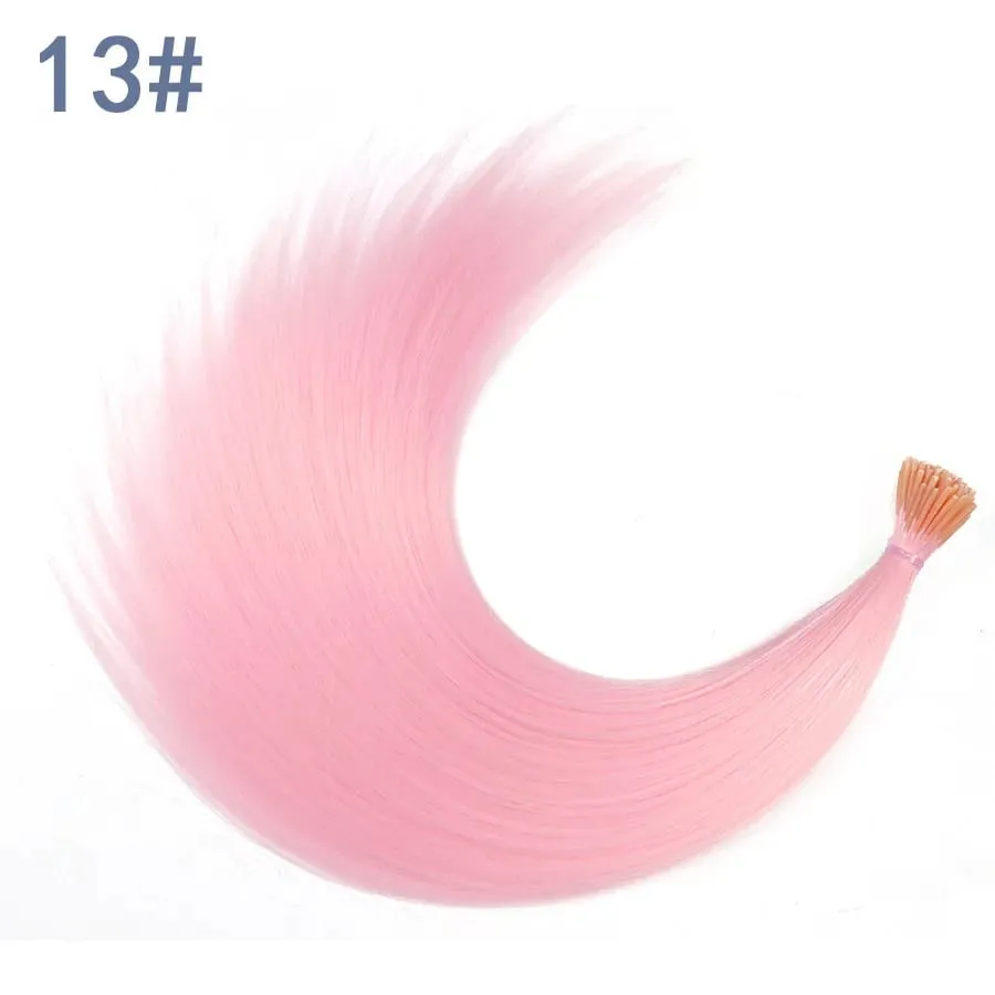 50 Helai/Pek Sintetik Berwarna I-Tip Stick Sambungan Rambut Rambut Lurus 16 Inci Untuk Wanita Alat Rambut Gentian Suhu Tinggi — image 8