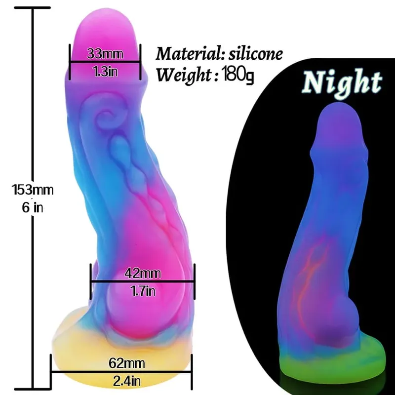 Palam Dubur Bercahaya Malam Realistik Bercahaya Monster Naga Dildo untuk Wanita Lelaki Palam Punggung Seksi Bentuk Anjing Mainan Seks untuk Pasangan — image 10