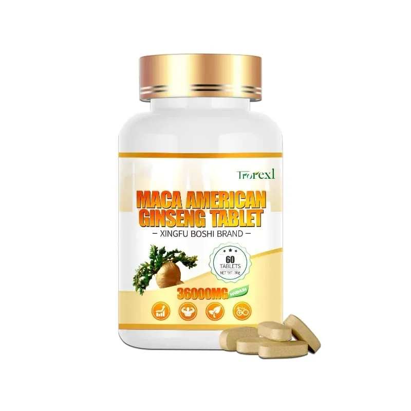 Biologisch Maca-wortelpoeder met ginseng-extractsupplement voor de gezondheid van mannen en vrouwen - Veganistische pillen voor het vergroten van de potentie