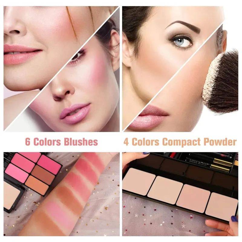 Palette per trucchi tutto in uno, ombretti pigmentati opachi, brillanti, fard, kit per contorni, set completo di cosmetici per principianti e truccatori — image 2
