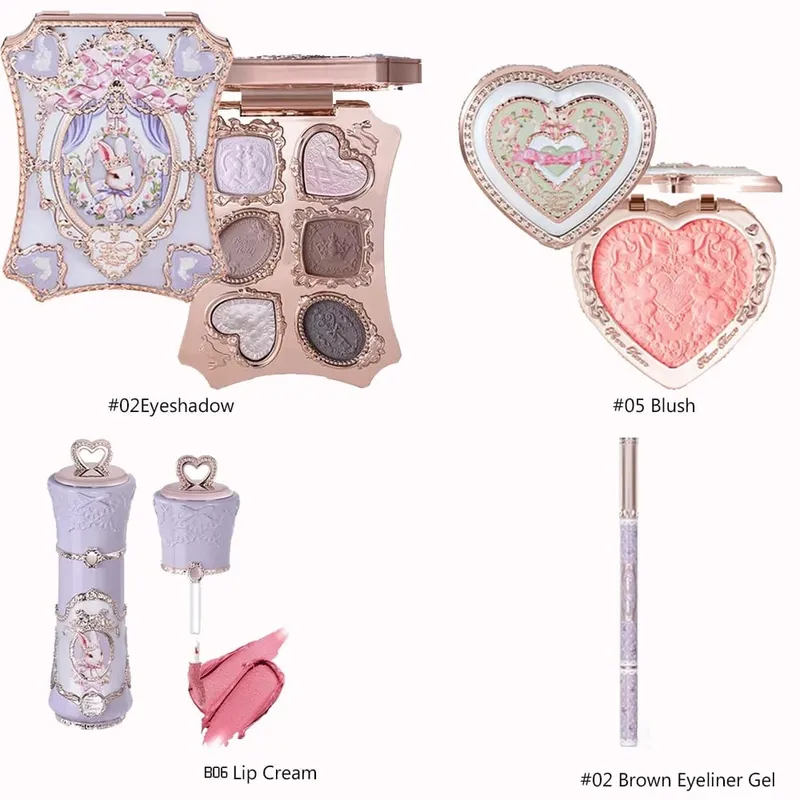 Flowerknows Kotak Hadiah Set Solek Malaikat Kecil Kotak Penuh Lip Glaze Blusher Shell Jewelry Kit Hadiah Hari Lahir Bunga Tahu — image 14