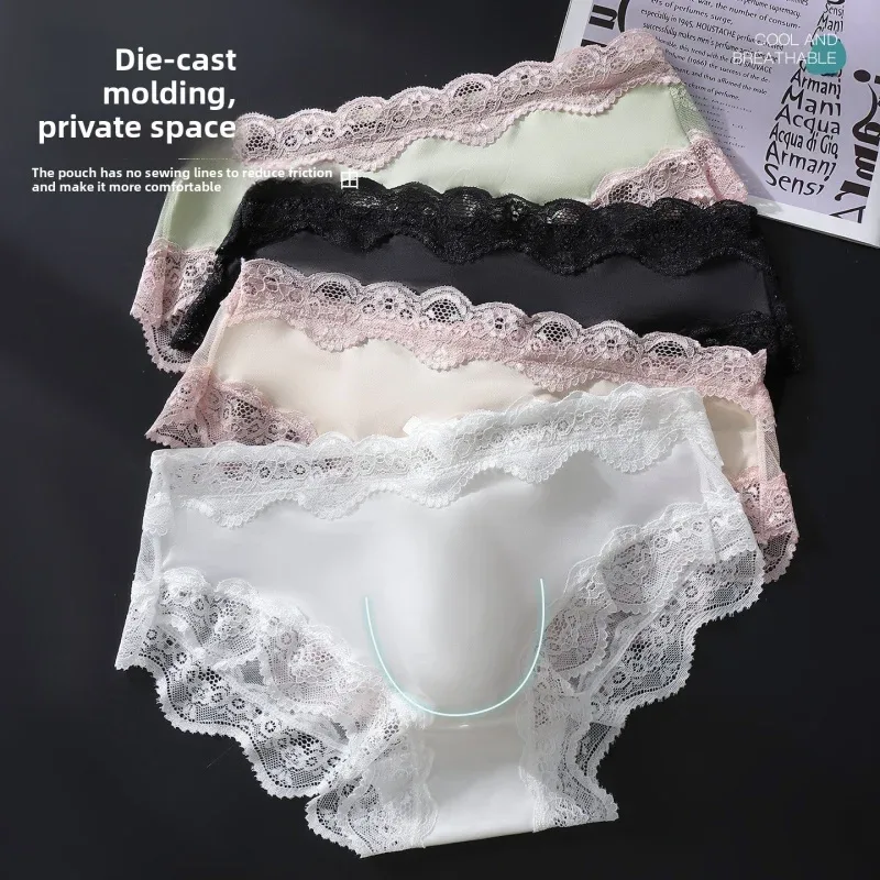 3 Pack Male Full Lace Side Briefs Ice Silk Satin 3D Molded Pouch Mid Rise Soft Smooth Men Underpants — image 12
