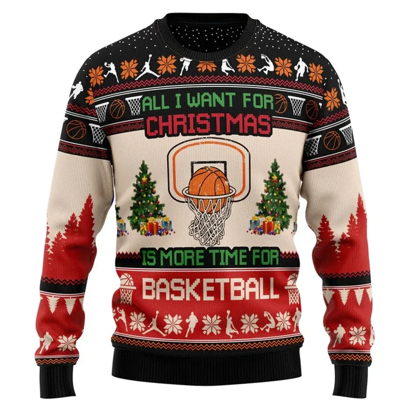 Baju Sweater Krismas Jelek 2026 Lelaki Pullover Corak Santa Claus Wanita 2026 Baju Sweat Leher Krew Merry Christmas Tahun Baru — image 6