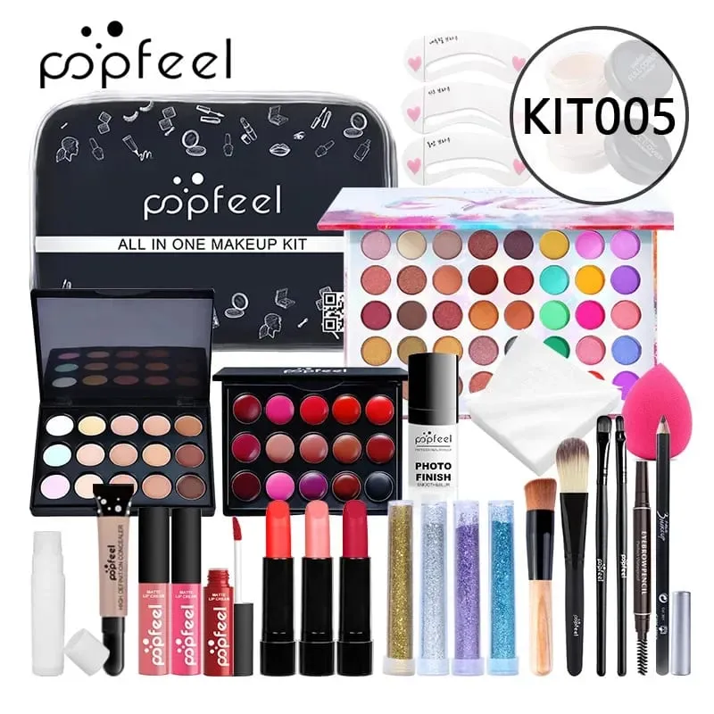 Mga Set ng Pampaganda Eyeshadow Lipstick Eyebrow Concealer Powder Brush Kumpletong Makeup Kit Para sa Babae Babae Beginner Student Full Set — image 2