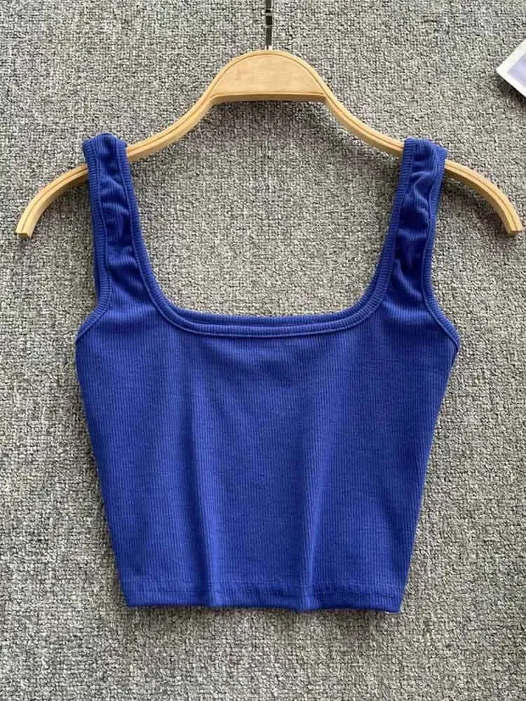 Tank Top Women Sexy Backless Y2k Top Slim Fit Bottoming Blouse Solid Crop Top Sleeveless Camis Mujer — image 4