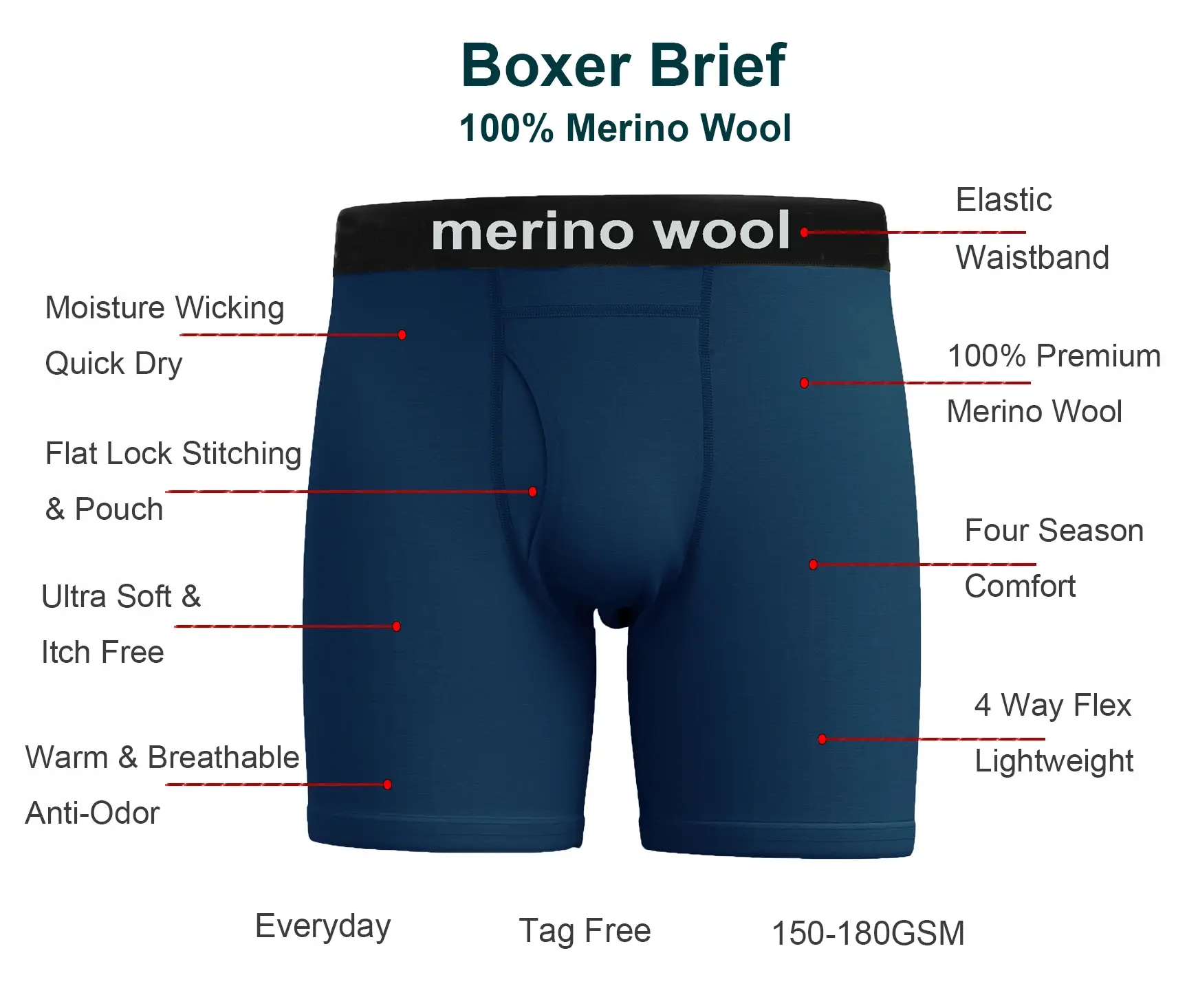 100% Merino Wool Mens Lightweight Boxer Brief Merino Wool Underwear Soft Moisture Wicking Breathable Sports Hiking Underpants — image 3
