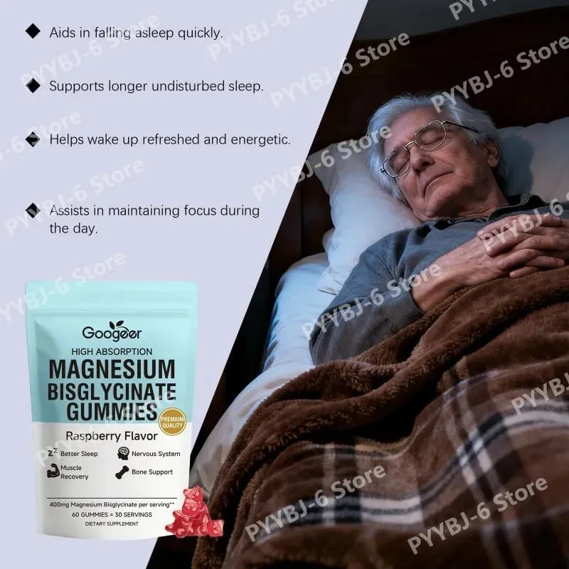 Gomas de bisglicinato de magnésio 400 mg sabor framboesa apoia a saúde óssea e função muscular suplemento dietético para adultos 60 contagem