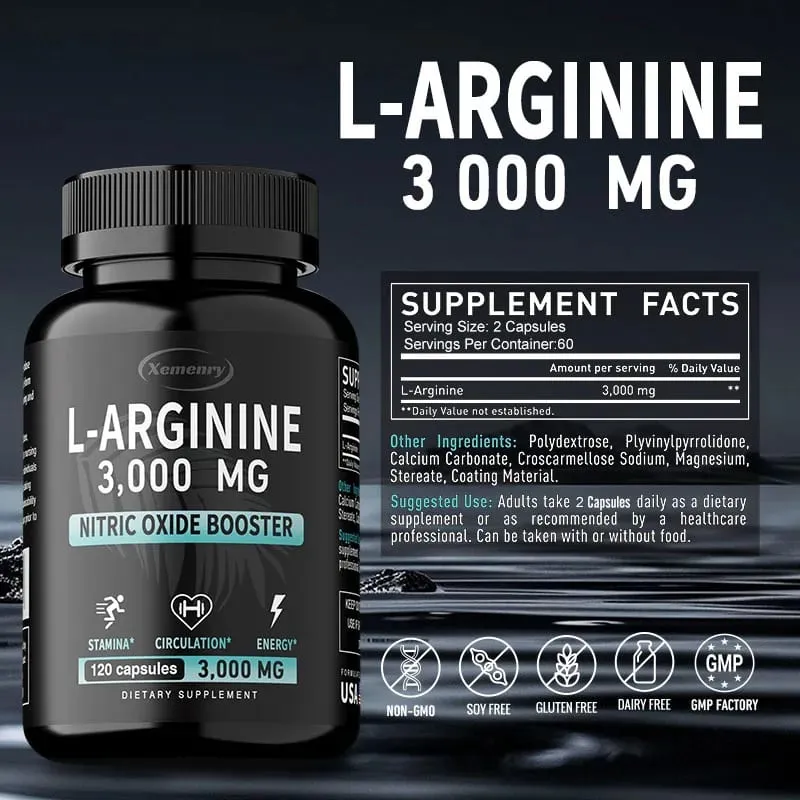 L-arginin 3000 mg - podporuje růst svalů Funkce cév Zvyšuje energii Zlepšuje vytrvalost a podporuje krevní oběh — image 3