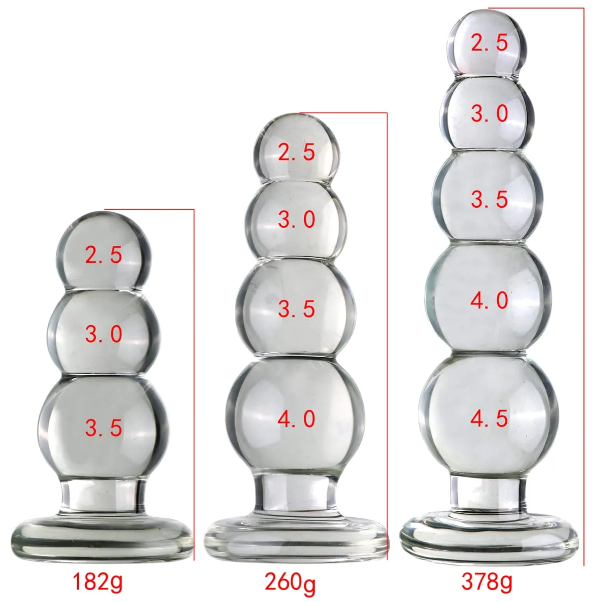 3 ขนาด Big Ball แก้ว Pyrex Anal Dildos Butt Plug คริสตัลช่องคลอดลูกปัดอวัยวะเพศชายปลอมหญิงช่วยตัวเองของเล่นสำหรับผู้ใหญ่ผู้หญิงผู้ชาย — image 2