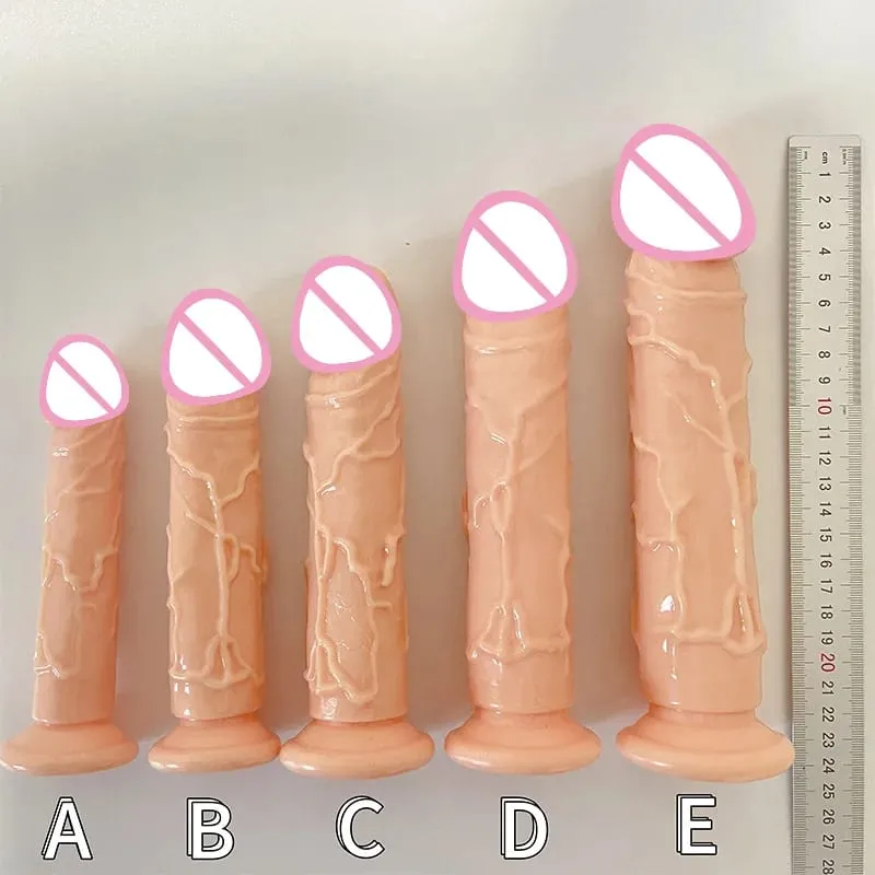 저렴한 현실적인 5 크기 엉덩이 플러그 딜도 남자 여자 남근 흡입 컵 항문 섹스 토이 게이 흡입 컵 빅 딕 질내 사정 — image 6