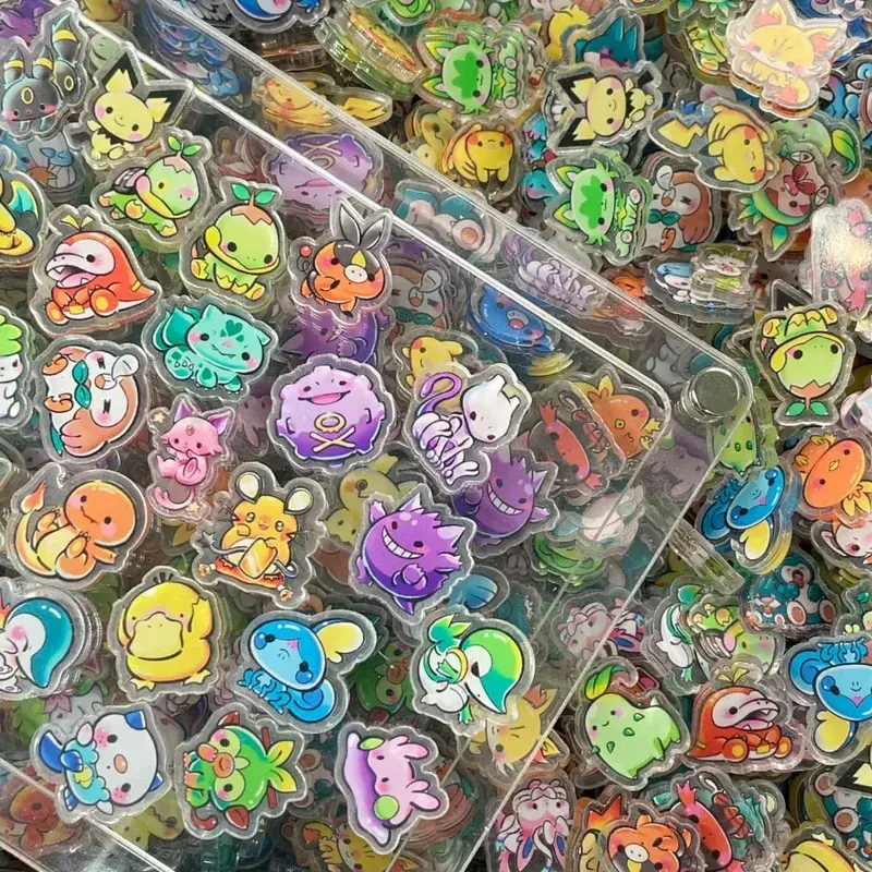 Pokemon acrilico fai da te patch ciondolo Kawaii taglio a forma speciale cartone animato anime stampa fronte-retro portachiavi materiale forcina — image 8