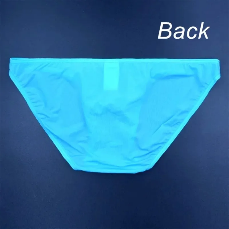 Two Line Stripe Ice Silk Briefs for Men Plus Size Underwear Sexy U Convex Lingerie Low Waist Bugle Pouch Male Panties — image 6