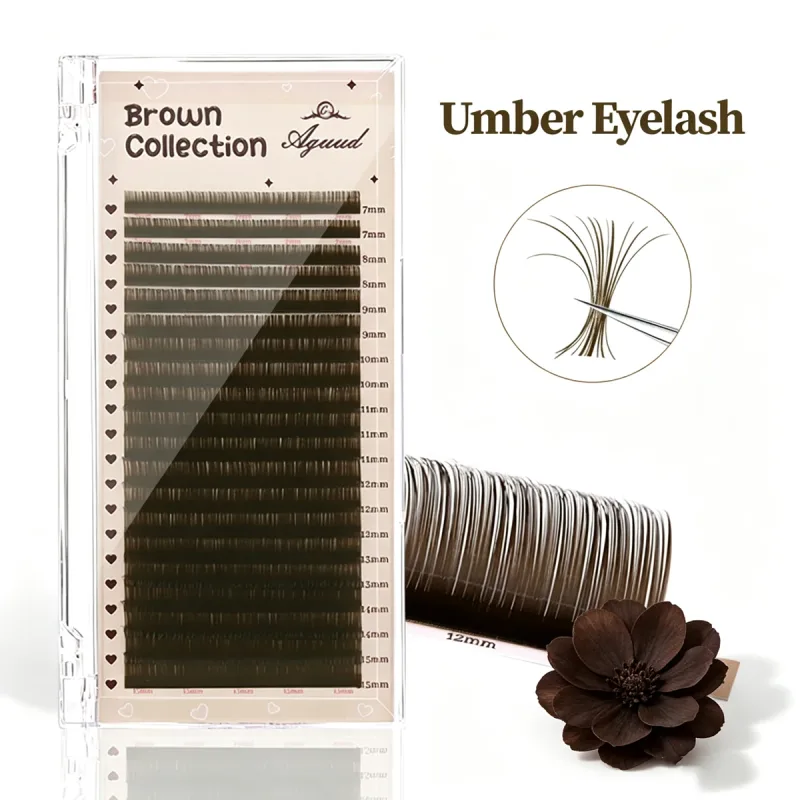 Pro 20 Rows Brown Collection Individuální prodloužení řas Russian Volume Lashes MIX7-15 Soft Mink Hnědé řasy Makeup