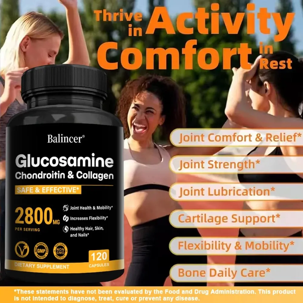 Glucosamine Chondroïtine MSM soutient la santé des os et soulage l'inconfort articulaire augmente la flexibilité - Supplément de soutien articulaire — image 3