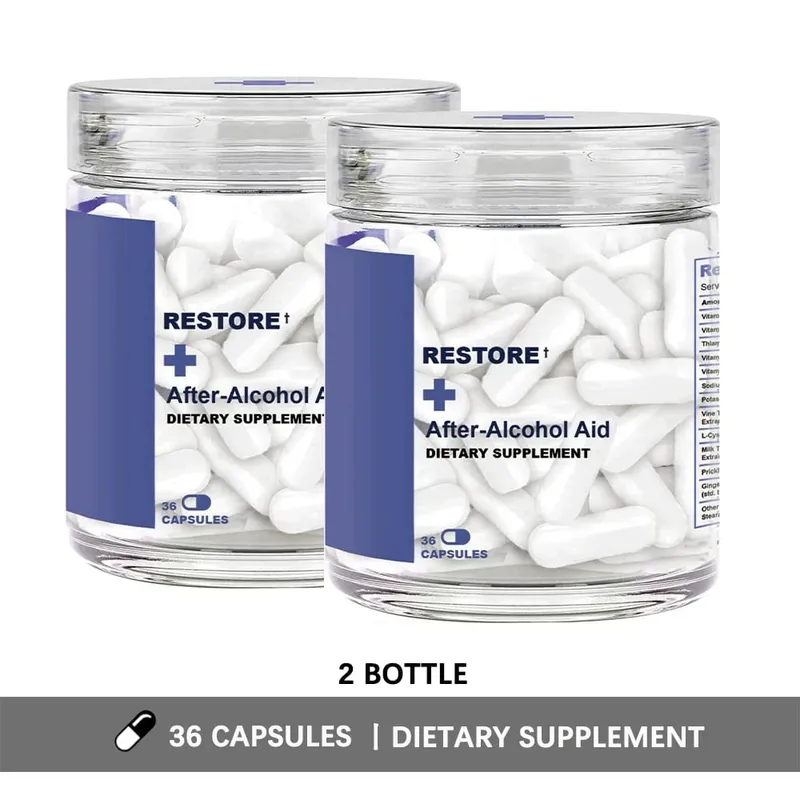 Restore After-Alcohol Aid Drink Supplement with DHM + L-Cysteine - Feel Better After Drinking & Support Your Liver - 36 Capsules — image 8