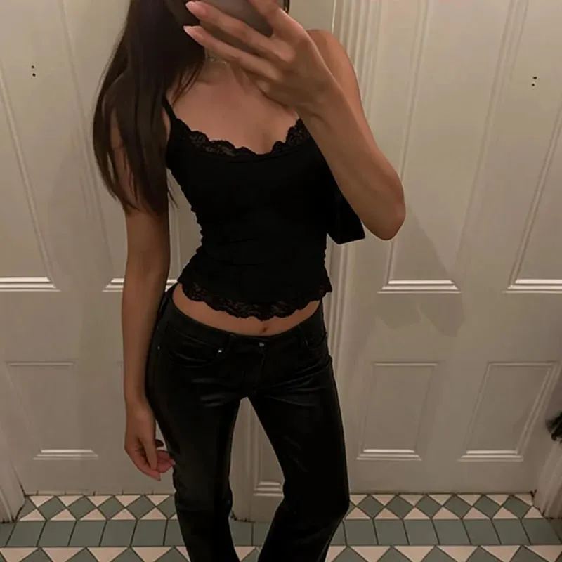 Dulzura Donna Sexy Backless Lace Ruffles Patchwork Crop Canotta Moda Casual Y2K Top Party Club Street Style Summer Outfit — image 9