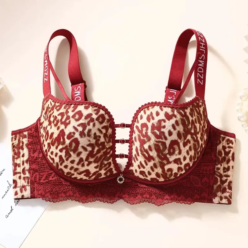 Plus Size Dünner, kabelloser Minimizer-BH mit Leopardenmuster, Anti-Sagging-Komfort-Dessous für Frauen mit großer Oberweite — image 9