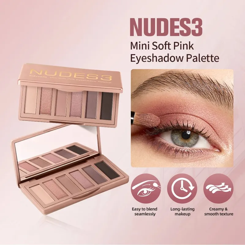 Pembayang Mata Bogel Matte Shimmer & Palet Serbuk Pemerah Pisau 6 Tone Tahan Lama Kit Solekan Mata Boleh Dicampurkan Tahan Lama dengan Berus Aplikator — image 3