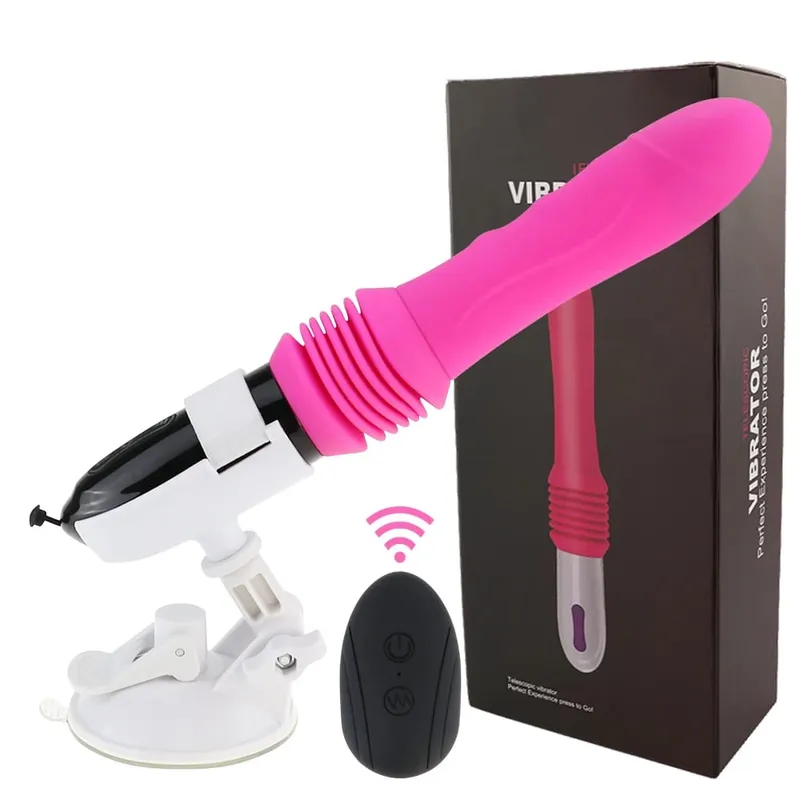 Trådlös fjärrkontroll, teleskopisk kanonmaskin, utdragbar, utdragbar, vibration, massage, orgasm, onani, en, sexleksak, för vuxna