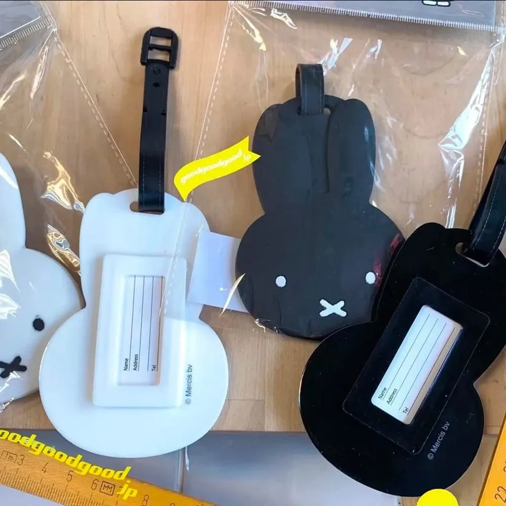 Kawaii Miffy น่ารักสัมภาระการ์ตูนกระต่ายยางซิลิโคนสไตล์เรียบง่ายตรวจสอบกระเป๋าเดินทางป้องกันการสูญเสียบัตรของขวัญสาว — image 6