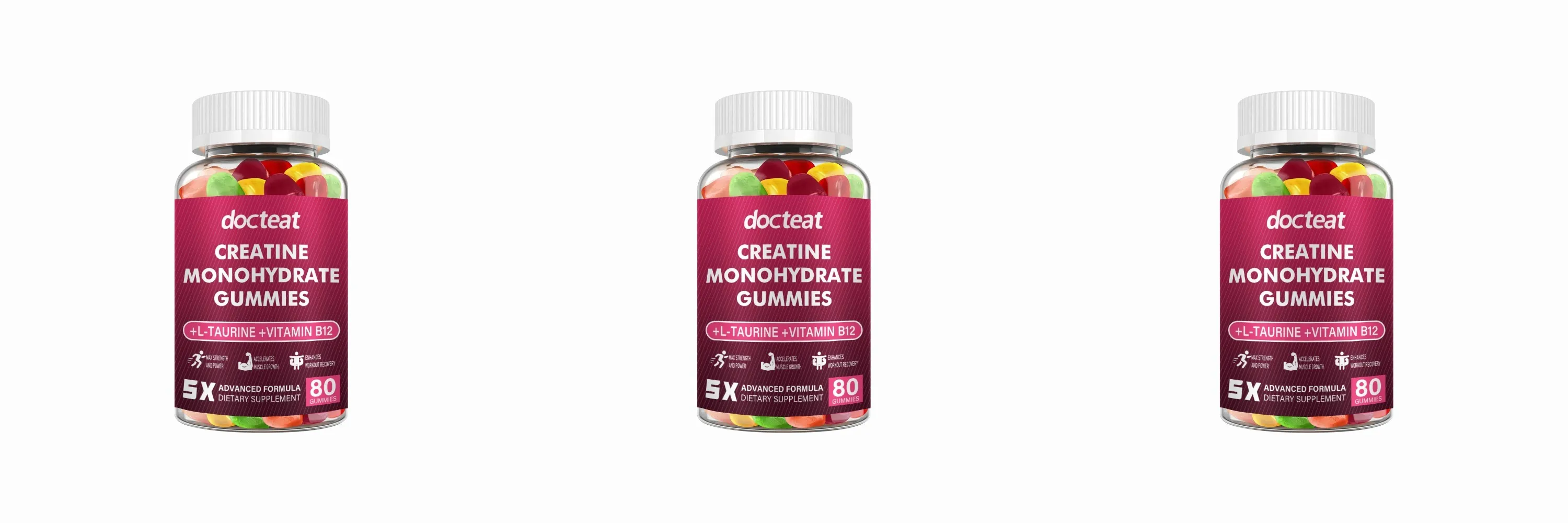 Creatine Monohydrate Gummies 80 นับพร้อมทอรีนวิตามินบี 12 อาหารเสริมโภชนาการการกีฬาแบบเคี้ยวสำหรับกล้ามเนื้อและพลังงาน — image 9