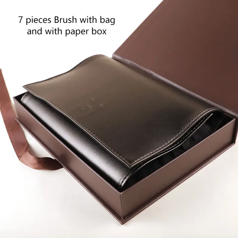 7 pz/set Clessidra Pennelli per trucco Fondotinta in polvere Blush Ombretto Piega Pennello per trucco Correttore con sacchetto cosmetico Confezione regalo — image 7