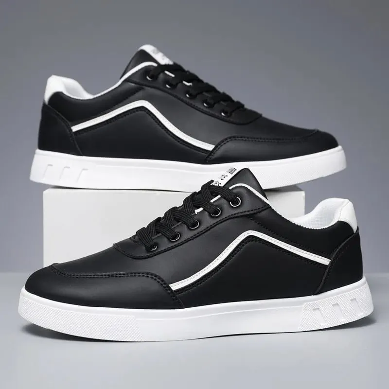 Sneakers vulcanizzate bianche per uomo basse scarpe comode stringate moda taglie forti 39-48 autunno primavera — image 2
